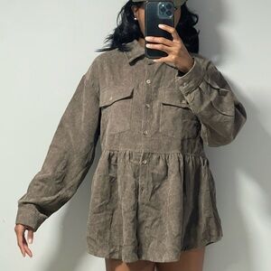 Corduroy  baby doll button down shirt